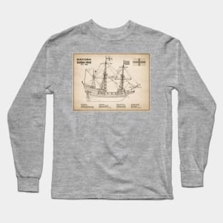 Golden Hind or Golden Hinde. Francis Drake Ship - SDL Long Sleeve T-Shirt